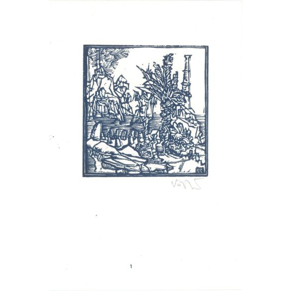 Róbert Kőnig: From Cornwall to Edinburgh 1987 - graphic epigrams. Cornwall I. X3. Marked, original woodcut. Painting and graphics category. (2792865)