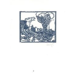   Róbert Kőnig: From Cornwall to Edinburgh 1987 - graphic epigrams. Cornwall II. X3. Marked, original woodcut. Painting and graphics category. (2792866)