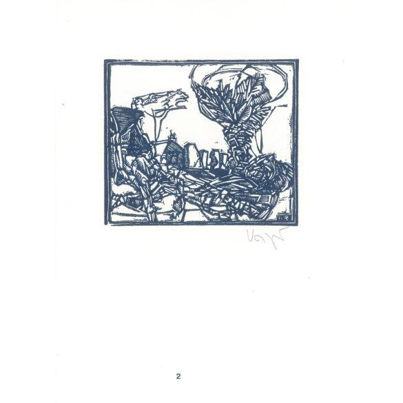 Róbert Kőnig: From Cornwall to Edinburgh 1987 - graphic epigrams. Cornwall II. X3. Marked, original woodcut. Painting and graphics category. (2792866)