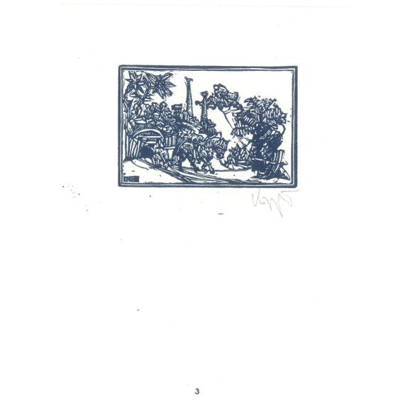 Róbert Kőnig: From Cornwall to Edinburgh 1987 - graphic epigrams. Cornwall Mine X3. Marked, original woodcut. Painting and graphics category. (2792867)