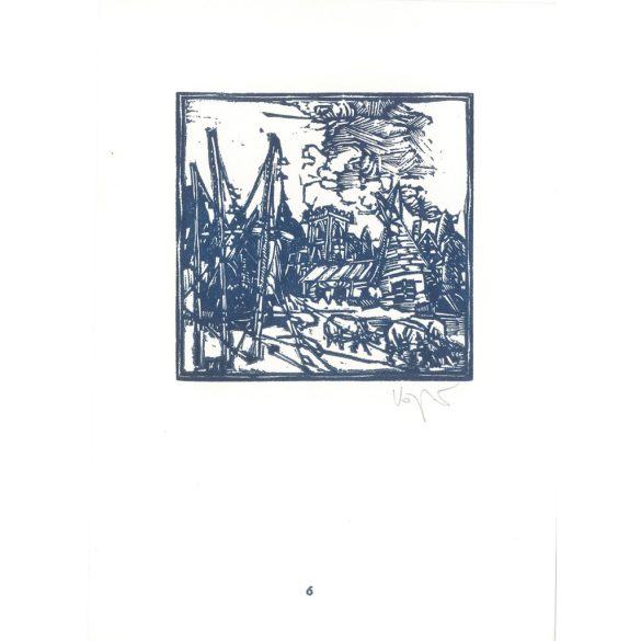 Róbert Kőnig: From Cornwall to Edinburgh 1987 - graphic epigrams. Devonshire X3. Marked, original woodcut. Painting and graphics category. (2792870)