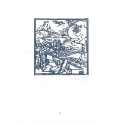   Róbert Kőnig: From Cornwall to Edinburgh 1987 - graphic epigrams. Dunsford X3. Marked, original woodcut. Painting and graphics category. (2792871)
