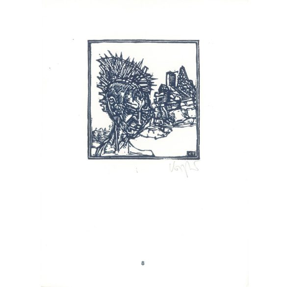 Róbert Kőnig: From Cornwall to Edinburgh 1987 - graphic epigrams. Salisbury I. X3. Marked, original woodcut. Painting and graphics category. (2792872)