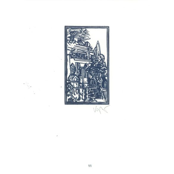Róbert Kőnig: From Cornwall to Edinburgh 1987 - graphic epigrams. Bath I. X3. Marked, original woodcut. Painting and graphics category. (2792875)