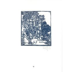   Róbert Kőnig: From Cornwall to Edinburgh 1987 - graphic epigrams. Bath II. X3. Marked, original woodcut. Painting and graphics category. (2792876)