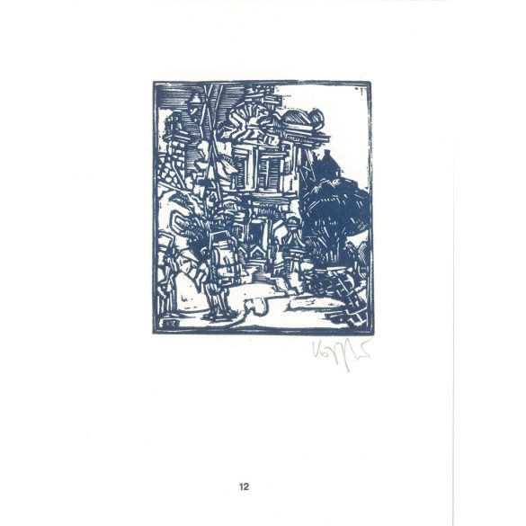 Róbert Kőnig: From Cornwall to Edinburgh 1987 - graphic epigrams. Bath II. X3. Marked, original woodcut. Painting and graphics category. (2792876)