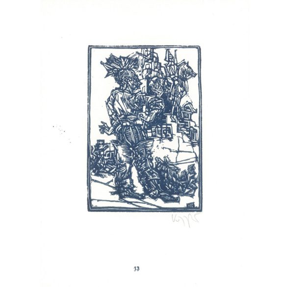 Róbert Kőnig: From Cornwall to Edinburgh 1987 - graphic epigrams. London I. X3. Marked, original woodcut. Painting and graphics category. (2792877)