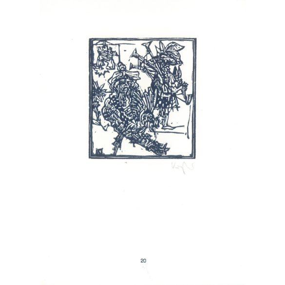 Róbert Kőnig: From Cornwall to Edinburgh 1987 - graphic epigrams. Edingburgh I. X3. Marked, original woodcut. Painting and graphics category. (2792883)
