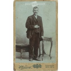   Young man with a cigarette. The person in the picture and the person who took the picture are unknown. Old photo / Cabinet photo / Hardback photo (2792908)