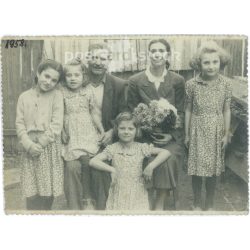   Family photo from 1958. The people in the picture and the author are unknown. Original paper, black and white photo (2792912)