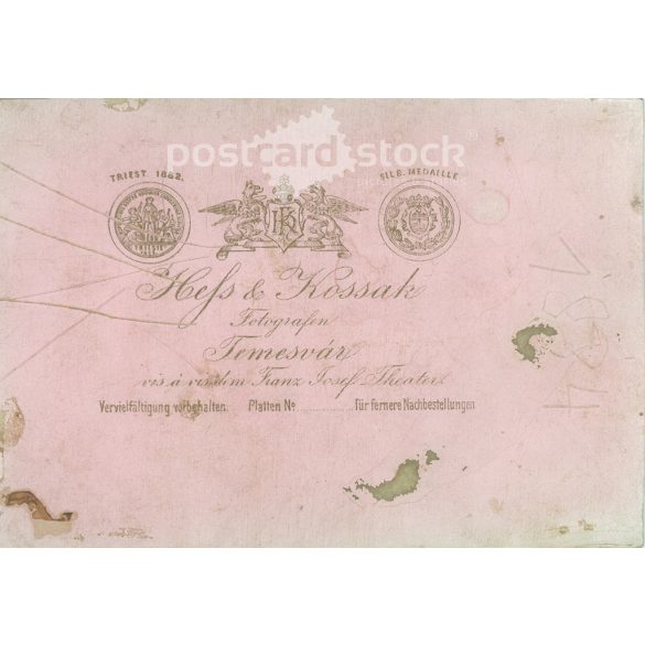 Children’s artificial retention. The identity of the people in the picture is unknown. The photo was taken at the Hef and Kossak photo studio in Timisoara. Old photo / Cabinet photo / Hardback photo (2792931) 