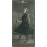 Studio photo of an unknown young girl. The photo was taken in the Ferentzy and Kováts photo studio in Székely-Udvarhely. Old photo / Cabinet photo / hardback photo. (2792985)