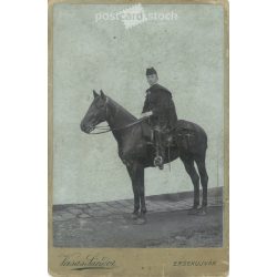  Levente on horseback. The picture was taken in the photo studio of Sándor Vasas, in Érsekújvár. Old photo / Cabinet photo / Hardback photo (2793020)