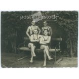 1937 - on the beach in Debrecen, Golden Bull Hotel, chef colleagues. Original photo on paper, black and white photo sheet, postcard. (2793042)