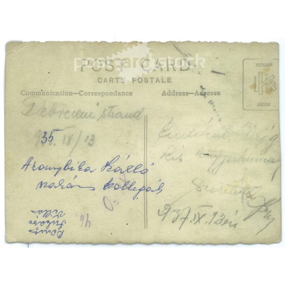 1937 - on the beach in Debrecen, Golden Bull Hotel, chef colleagues. Original photo on paper, black and white photo sheet, postcard. (2793042)