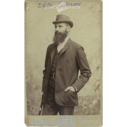   1896 - Elegant man in hat. The person in the picture is unknown. The photo was taken in the photographic studio of Ede Schmidt. Old photo / Cabinet photo / Hardback photo (2793167)