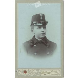   1905 - Studio photograph of the young István Schleimiler, taken in the photographic studio of András Podleszny, in Kassa. Original cabinet photo / hard back photo / water card, CDV photo (2793209)