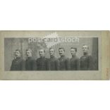 1903 - Work in the Pflanz photographic studio, Linz. Group photo of young officers, studio painting. Original cabinet photo / hard back photo / water card, CDV photo (2793220)