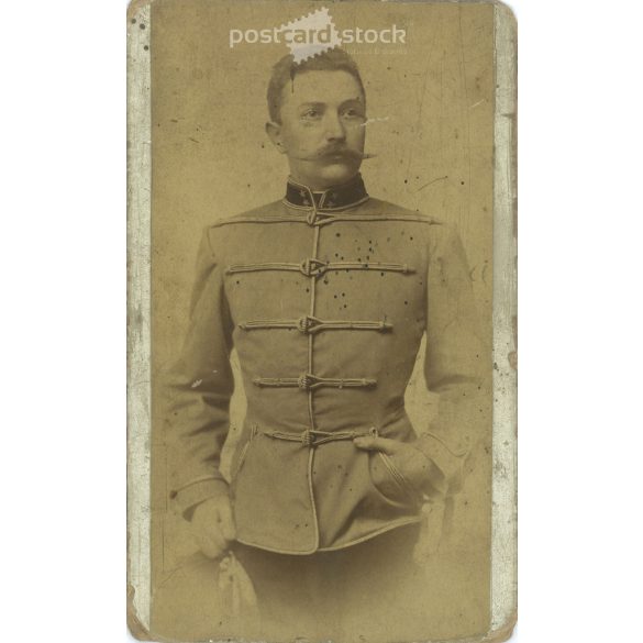 Studio, Zombor. Studio photograph of an unknown young officer. Original cabinet photo / hard back photo / water card, CDV photo (2793252)