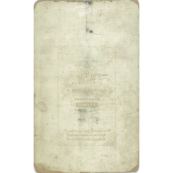 Studio, Zombor. Studio photograph of an unknown young officer. Original cabinet photo / hard back photo / water card, CDV photo (2793252)