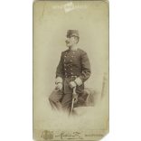 Photo by Mai and Company, Budapest. Unknown, young officer with cigarette, studio shot. Original cabinet photo / hard back photo / business card, CDV photo. (2793253)