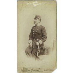   Photo by Mai and Company, Budapest. Unknown, young officer with cigarette, studio shot. Original cabinet photo / hard back photo / business card, CDV photo. (2793253)