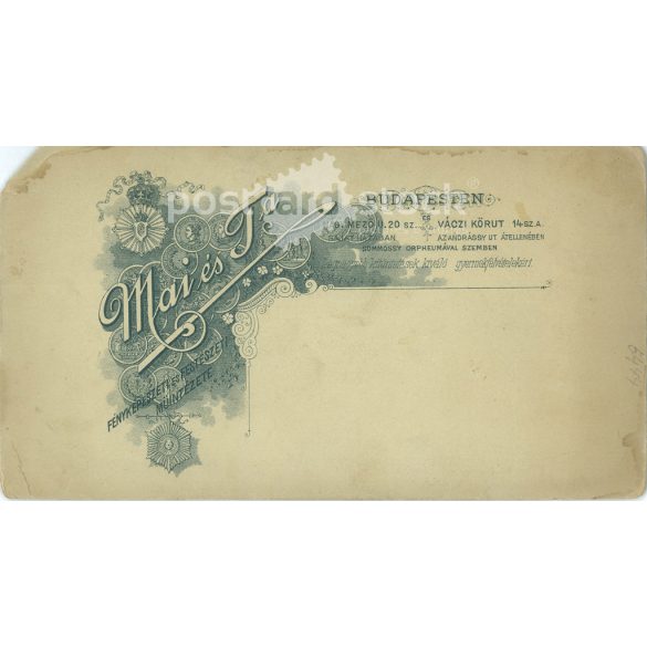 Photo by Mai and Company, Budapest. Unknown, young officer with cigarette, studio shot. Original cabinet photo / hard back photo / business card, CDV photo. (2793253)