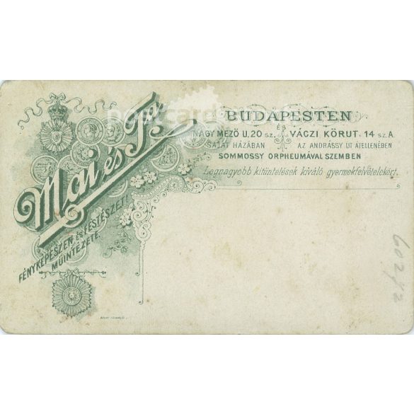 Photo by Mai and Company, Budapest. The person in the picture is unknown. Original cabinet photo / hard back photo / water card, CDV photo (2793258)