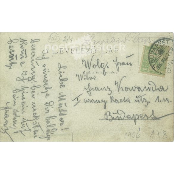 1906 - Balázs, Antal, his restaurant in hűvösvölgy, group photo. Original on paper. Photo sheet, postcard. (2793263)