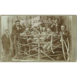   1895 - A photograph taken in the studio of János Podleszny, of the men of Sátoraljaújhely. Old photo / Cabinet photo / Hardback photo (2793269)