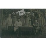 Group photo of French soldiers from the First World War. Original on paper. Black and white photo sheet, postcard. (2793296)