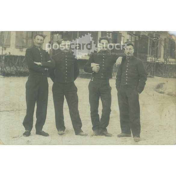 French soldiers in the early 1900s. Original paper image. Black and white photo sheet, postcard. (2793308)