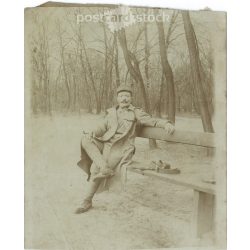   Military photograph from the 1910s. Original paper image. Black and white photo sheet, postcard. Damaged. (2793314)