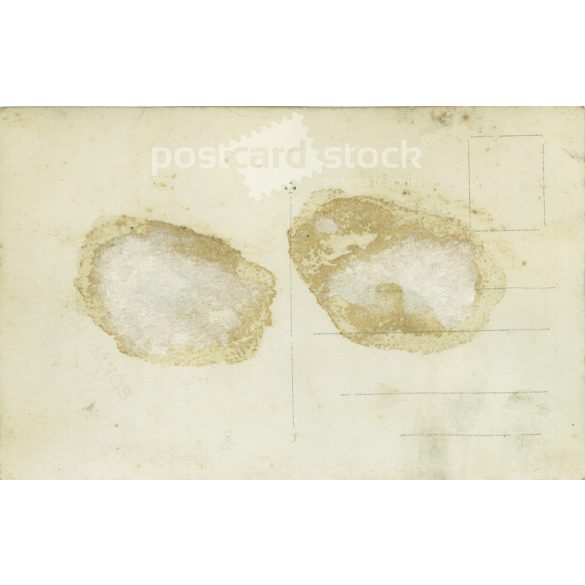 Early 1900s. Workers in a car polishing workshop. Original on paper. Black and white photo sheet, postcard. (2793326)