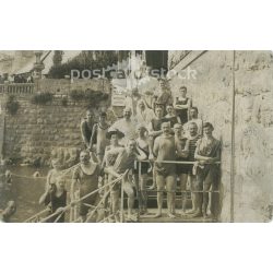   Early 1900s, Abbazia. Group photo of bathers. Original on paper. Black and white photo sheet, postcard. (2793340)