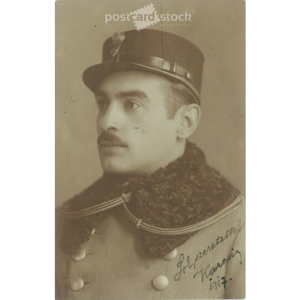 1917 – Studio portrait of a young officer. With the caption „With much love, Karcsi”. Photo sheet, postcard. (2793391)