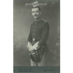   1909 - Studio photo of a young officer. Made in the Medek photographic studio in Budapest. Old photo / Cabinet photo / Hard back photo. (2793393)