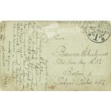 1917 - Photo of an unknown boy on the edge of a forest. Sent to general post from Fegyvernek. Original paper photo. Black and white photo postcard, postcard, with Schépia effect. (2793394)