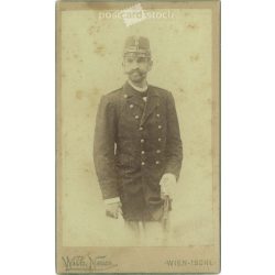  1893 - Vienna. Studio photograph of a middle-aged, unknown officer. The picture was taken in the photographic studio of Wilhelm Neuss. Old photo / Cabinet photo / Hardback photo (2793401)