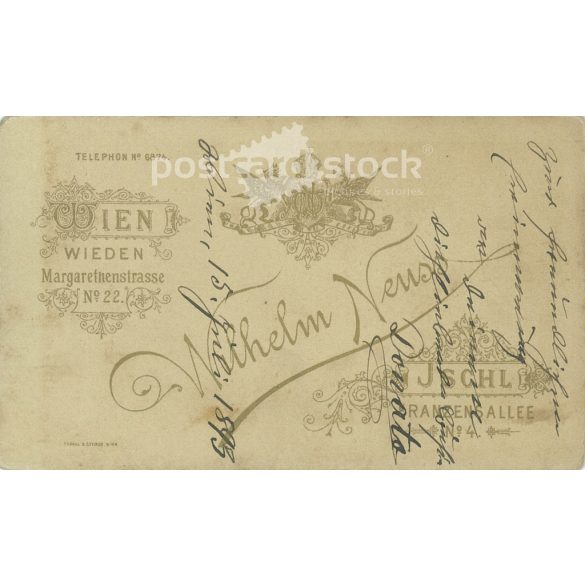 1893 - Vienna. Studio photograph of a middle-aged, unknown officer. The picture was taken in the photographic studio of Wilhelm Neuss. Old photo / Cabinet photo / Hardback photo (2793401)