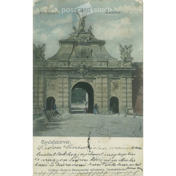 Early 1900s. Gyulafehérvár, Károlykapu. Coloured photo sheet, postcard (2793407)