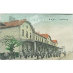   1915 - Bánréve, railway station. Original photo. Colored photo, postcard.(2793411)