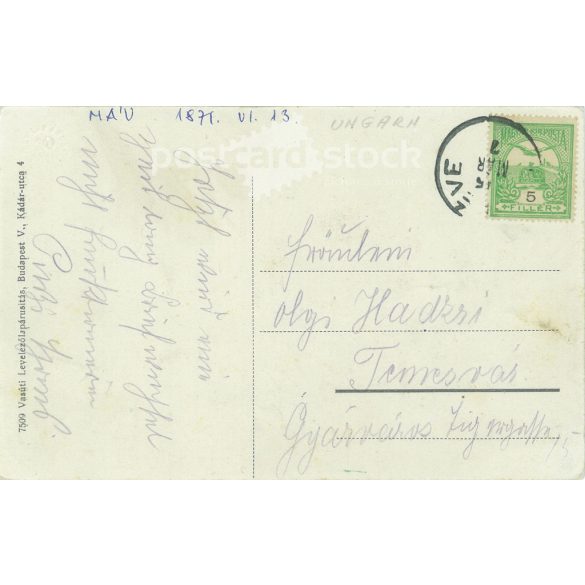 1915 - Bánréve, railway station. Original photo. Colored photo, postcard.(2793411)