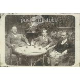 Garden drinking. Group photo of men outdoors. The people in the photo and the photographer are unknown. Original photo. Black and white photo card, postcard. (2793420)