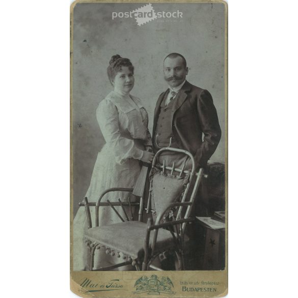 Photographed by Mai and Partners photo studio, Budapest. The person in the photo is unknown. Original cabinet photo / hardback photo / business card, CDV photo. (2793421)