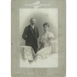 Adéle photo studio photo, Vienna. Studio, full-length photo of a distinguished couple. The identity of the people in the photo is unknown. Original  Cabinet card / CDV photo / hardback photo. (2793424)