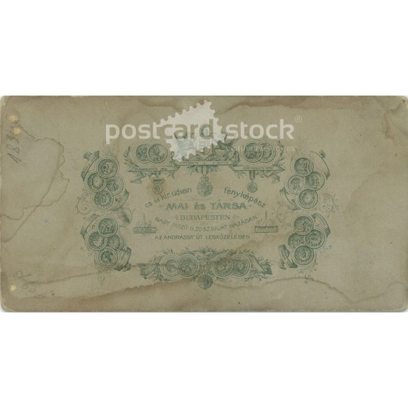 Photo taken by Mai and Partners photo studio, Budapest. Studio photo of a young man. The person in the photo is unknown. Original  Cabinet card / CDV photo / hardback photo. (2793426)