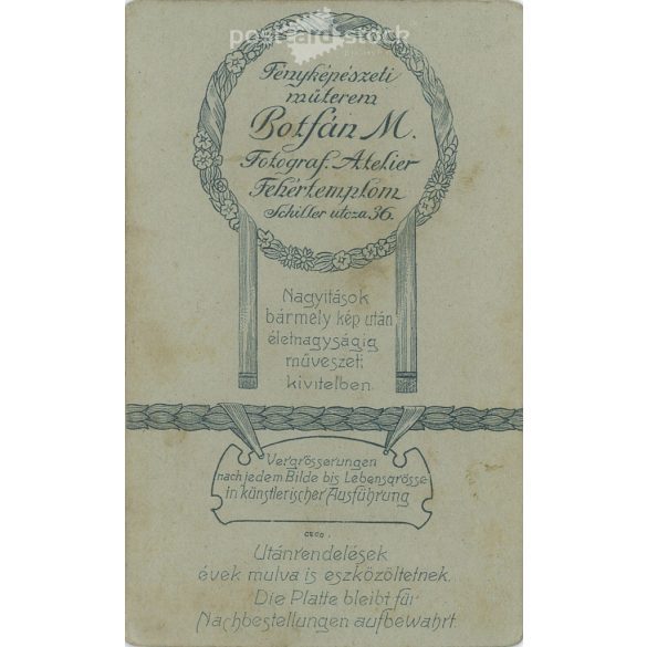 1910s. Work of Harkányi’s photo studio, Botfán. Original  Cabinet card / CDV photo / hardback photo. (2793429)