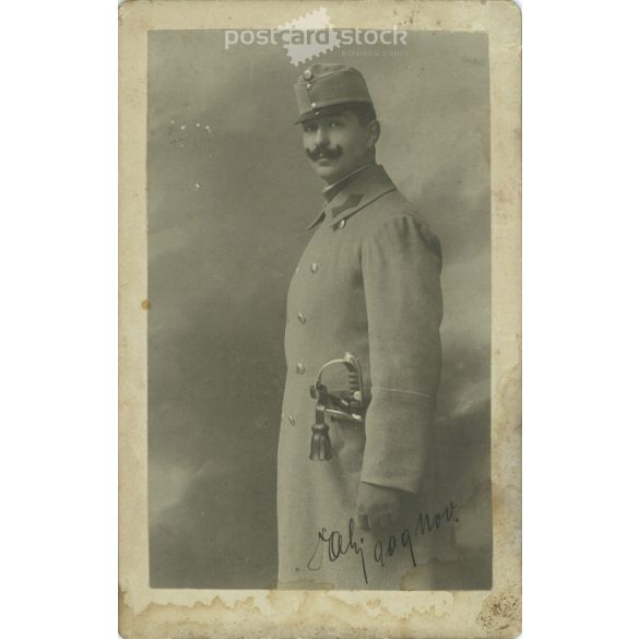1909 – November, with the caption Lali, studio photo of a young officer. The person in the photo and the photographer are unknown. Black and white, large-sized, laminated photo, original paper image. (2793438)