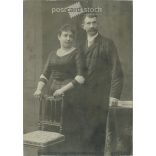 Photo taken by Béla Mindszenty’s photo studio, Bratislava. Studio photo of a young couple. The persons in the photo are unknown. Original  Cabinet card / CDV photo / hardback photo. (2793442)